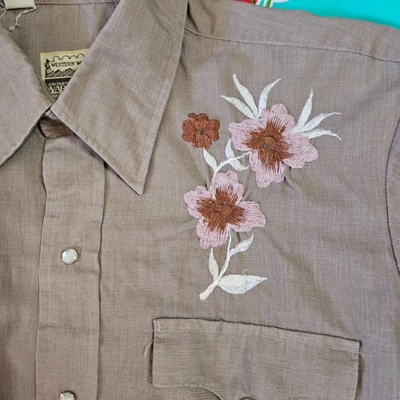 Vintage '70's Western Pearl Snap Shirt with Embroidery Size S - Picture 4 of 7